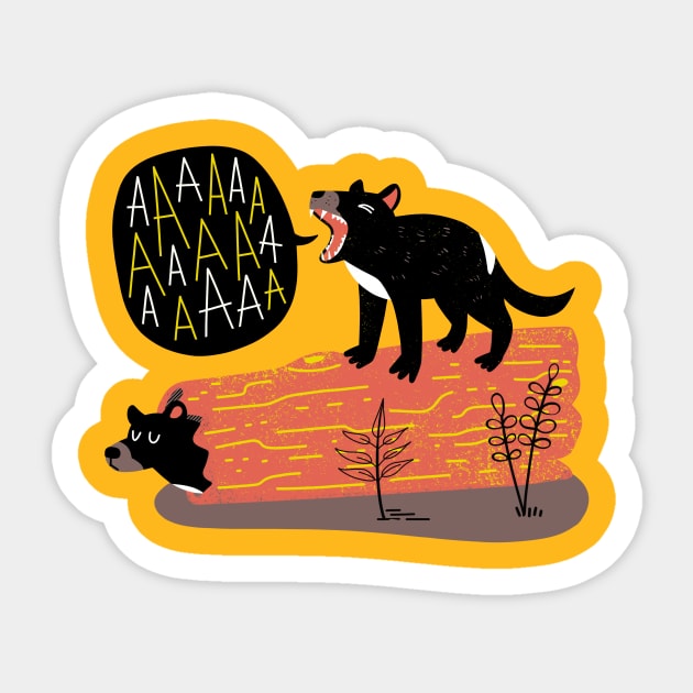 Screaming Tasmanian Devil Sticker by grrrenadine